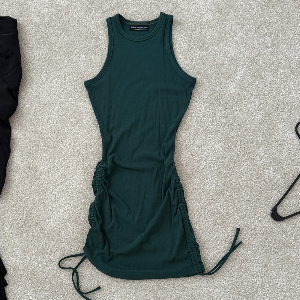 Alphalete Dark Green Ruched Mini Dress